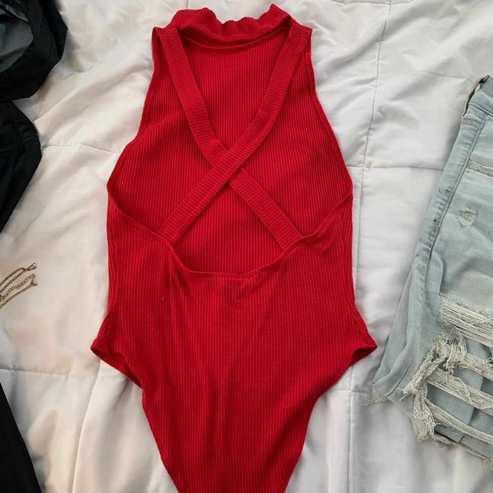 Red Crossback Bodysuit